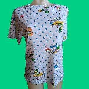 1OF1 Women's Medium T-Shirt Single Stitch Vintage 70's Alice In Wonderland Print